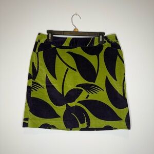 Boden Green and Black Leaf Print Mini Skirt